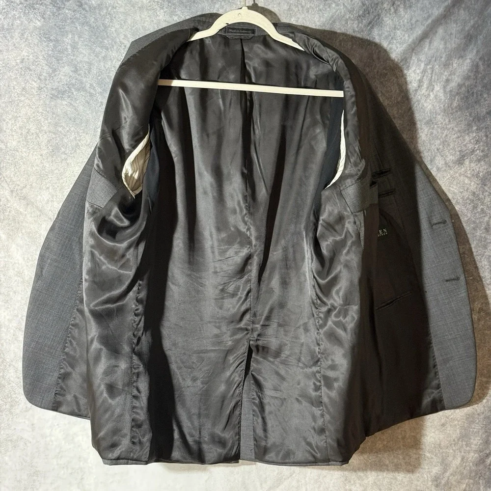 Lauren Ralph Lauren Mens Suit 100% Wool Blazer 46L‎ Gray 2 Button Jacket